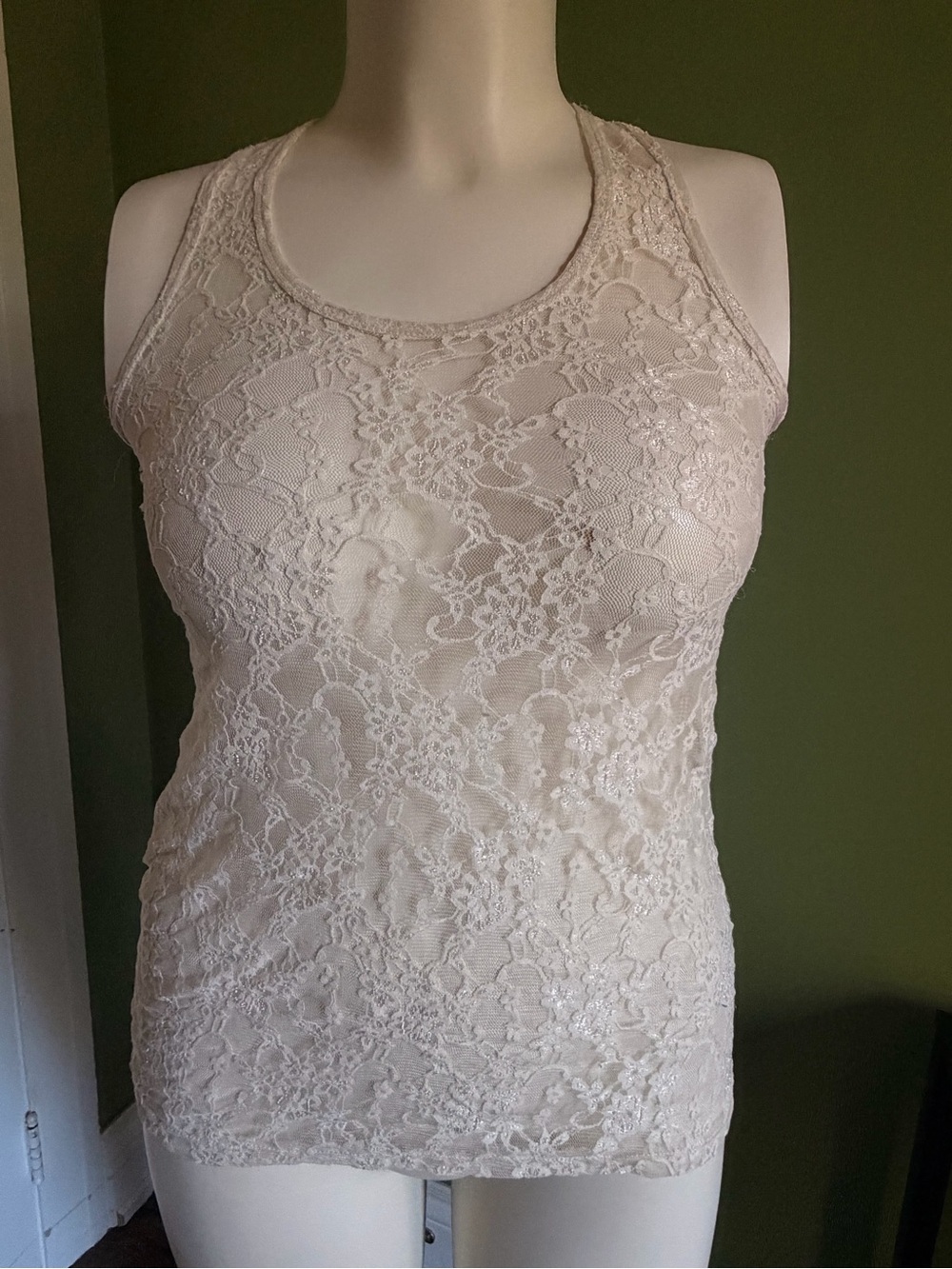 G21 - Lace Racerback Tank Dress - Cream M